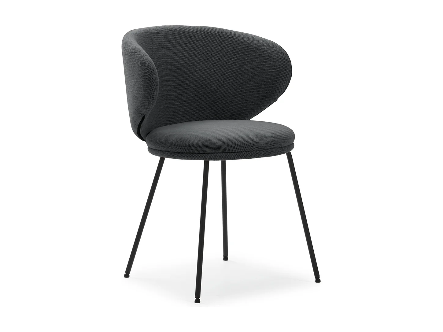 Set di 2 sedie in tessuto con gambe in metallo nero L60 cm - RUSH