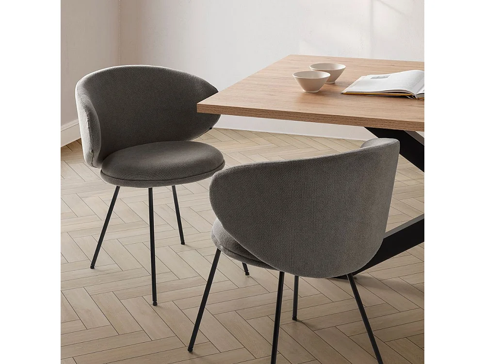 Lot de 2 chaises en tissu avec pieds en métal noir L60 cm - RUSH