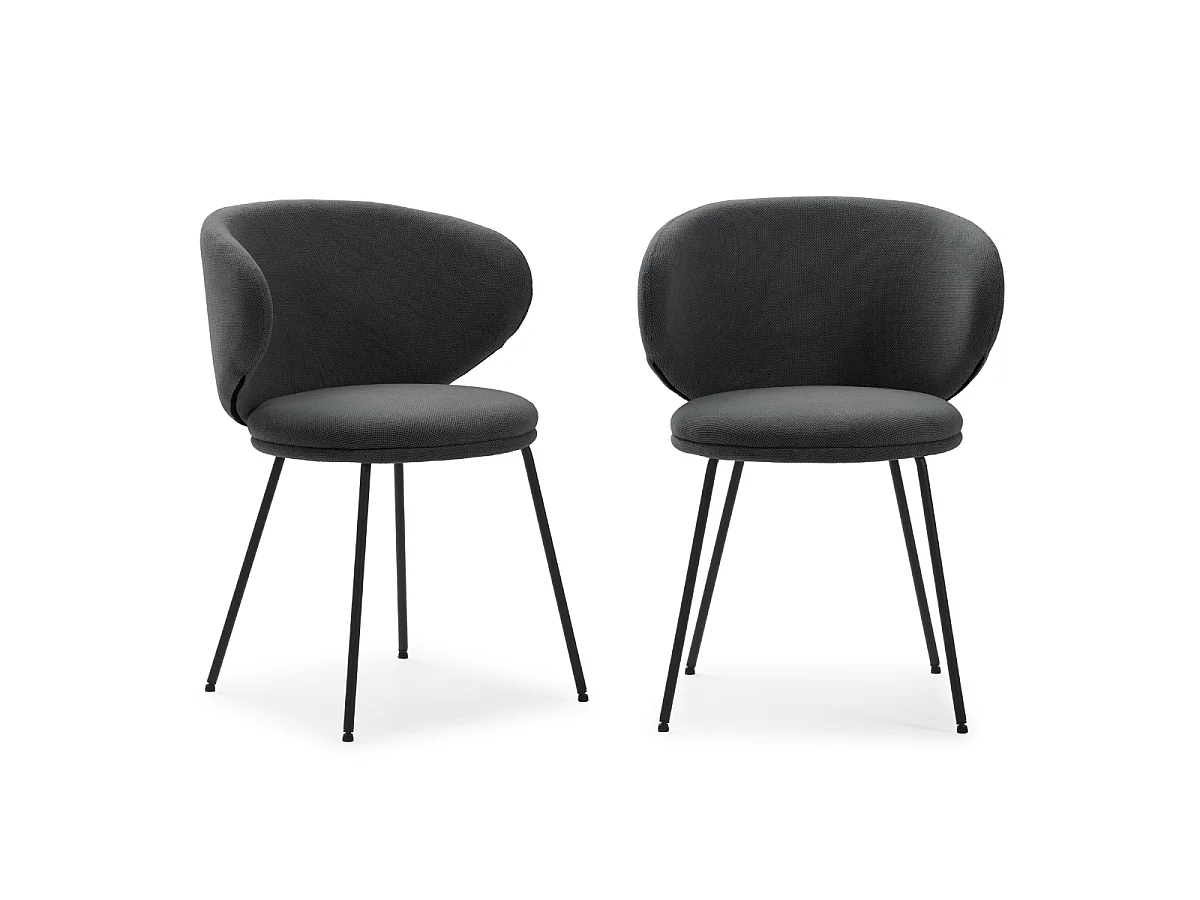 Lot de 2 chaises en tissu avec pieds en métal noir L60 cm - RUSH