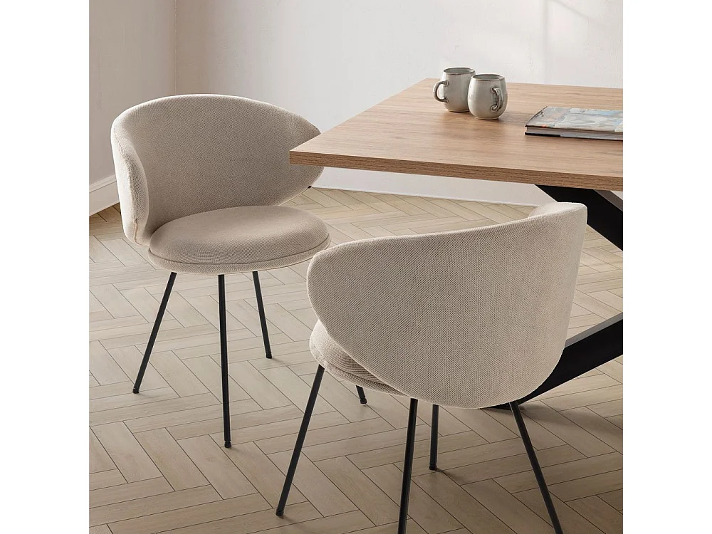 Set aus 2 Stühlen aus Stoff mit schwarzen Metallbeinen L60 cm - RUSH