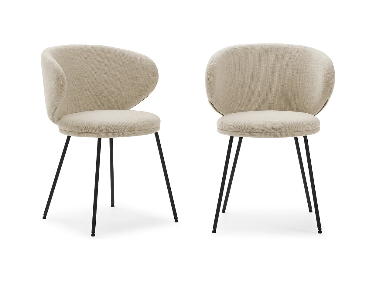 Lot de 2 chaises en tissu avec pieds en métal noir L60 cm - RUSH