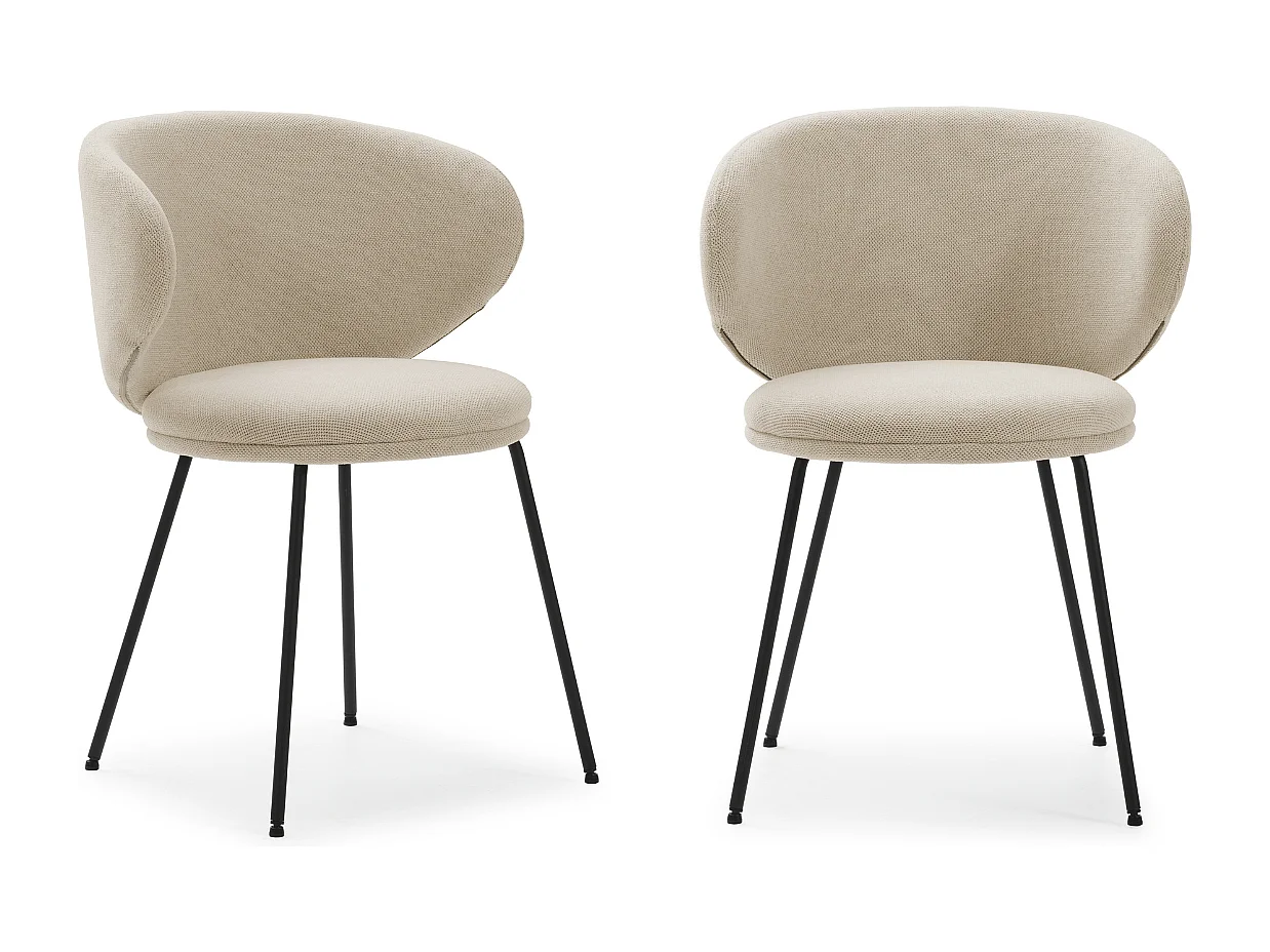 Lot de 2 chaises en tissu avec pieds en métal noir L60 cm - RUSH