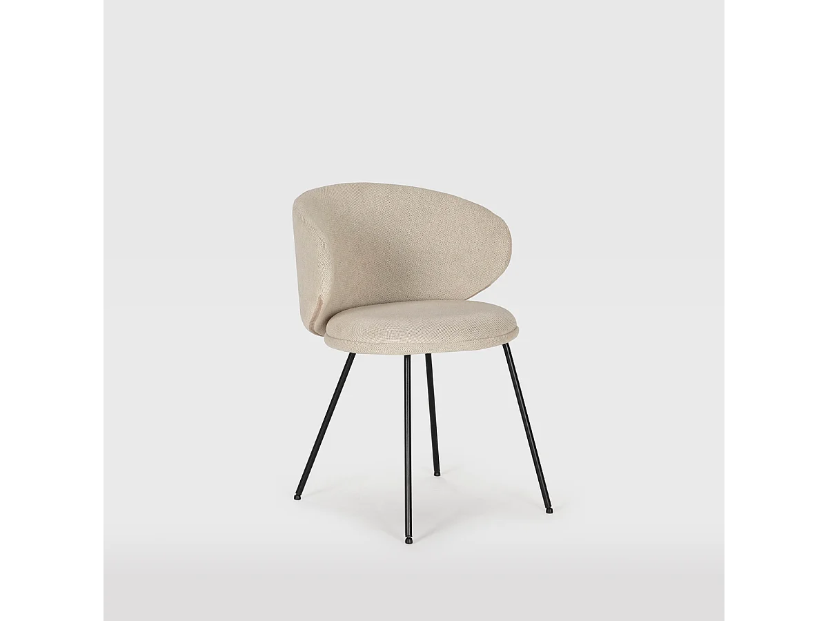 Set van 2 stoelen in stof met zwarte metalen poten L60 cm - RUSH