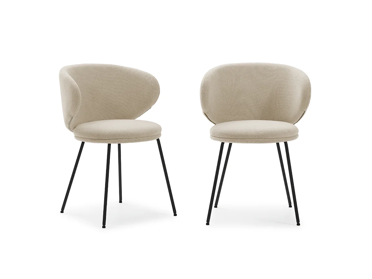 Lot de 2 chaises en tissu avec pieds en métal noir L60 cm - RUSH