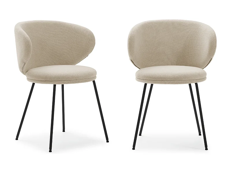 Set van 2 stoelen in stof met zwarte metalen poten L60 cm - RUSH