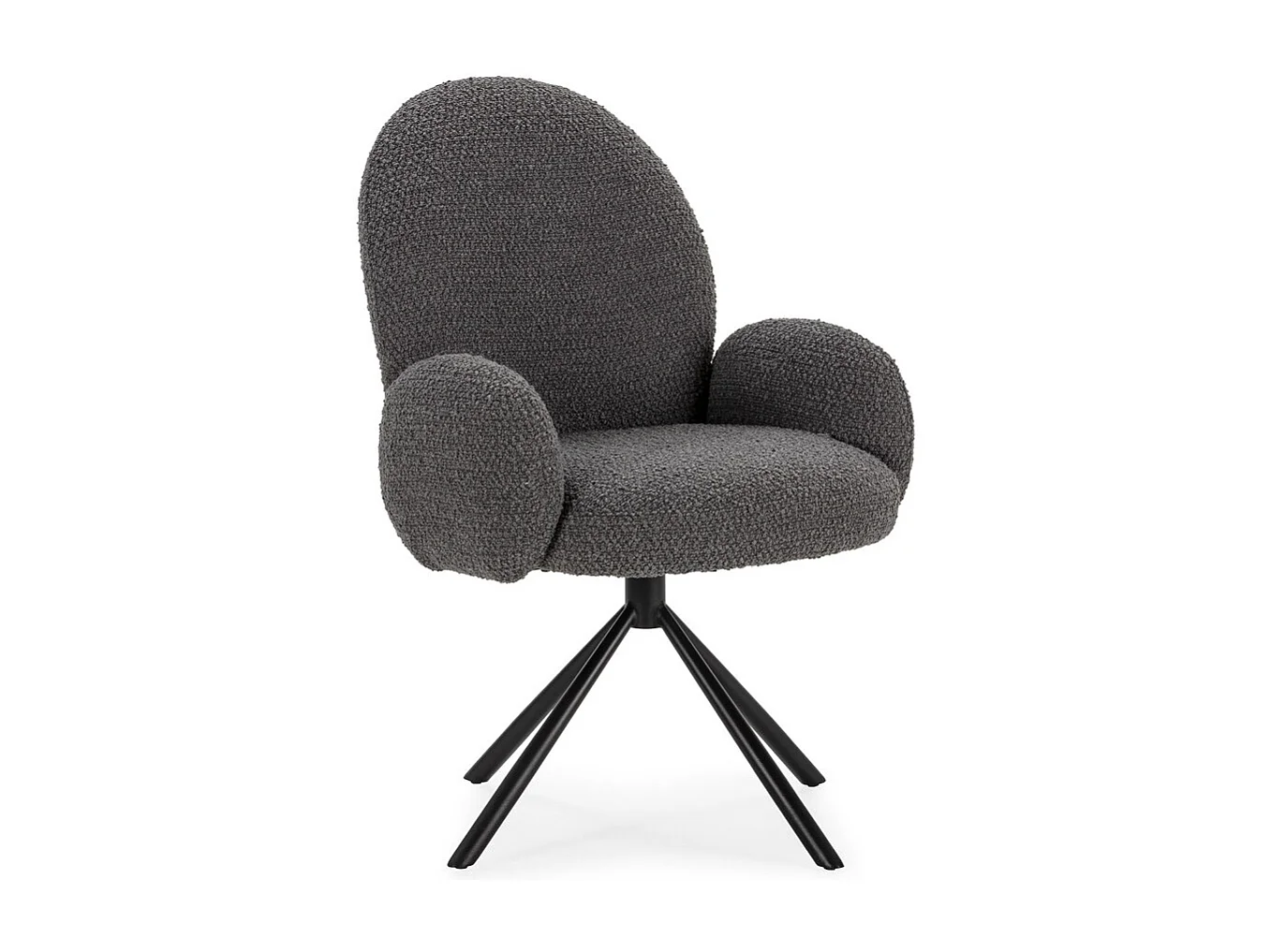 Douro - Chaise de bureau en tissu bouclette et métal - Gris foncé