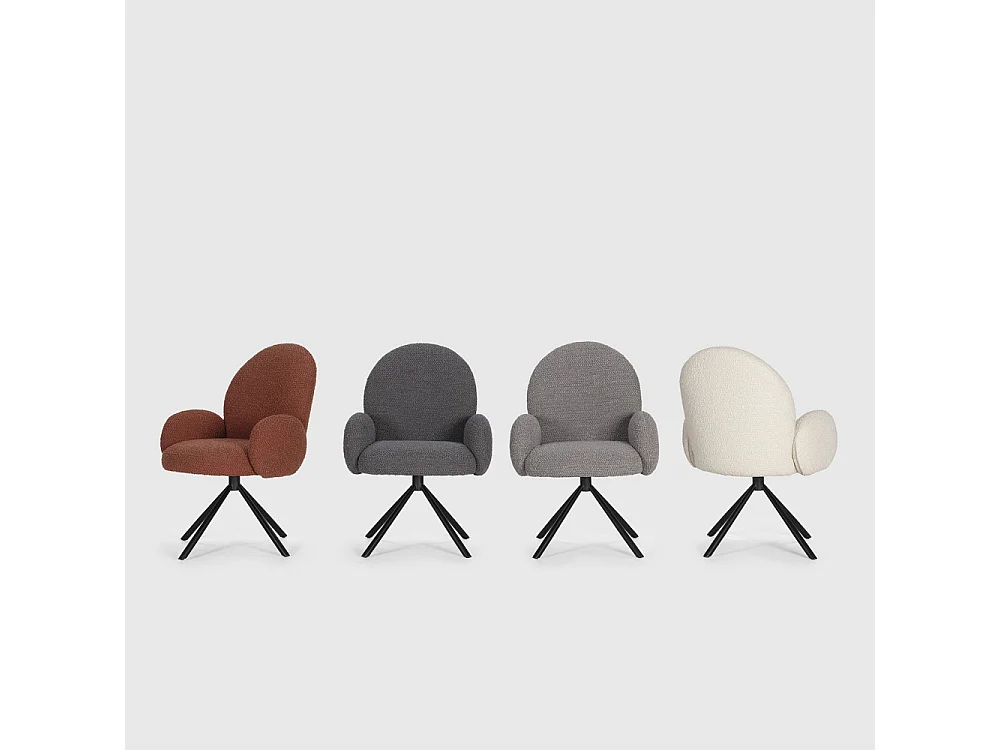 Douro - Chaise de bureau en tissu bouclette et métal - Gris foncé