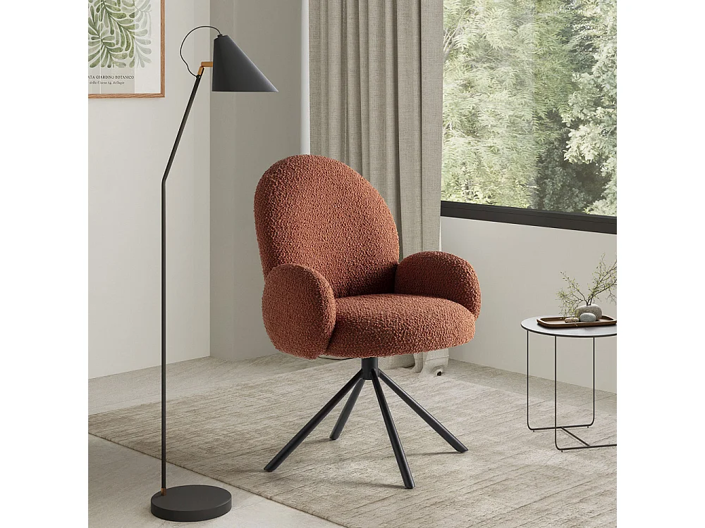 Douro - Chaise de bureau en tissu bouclette et métal - Rouille