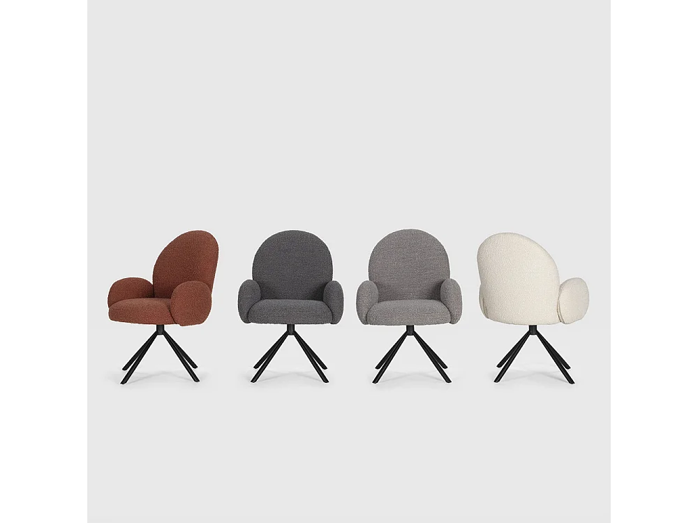 Douro - Chaise de bureau en tissu bouclette et métal - Rouille