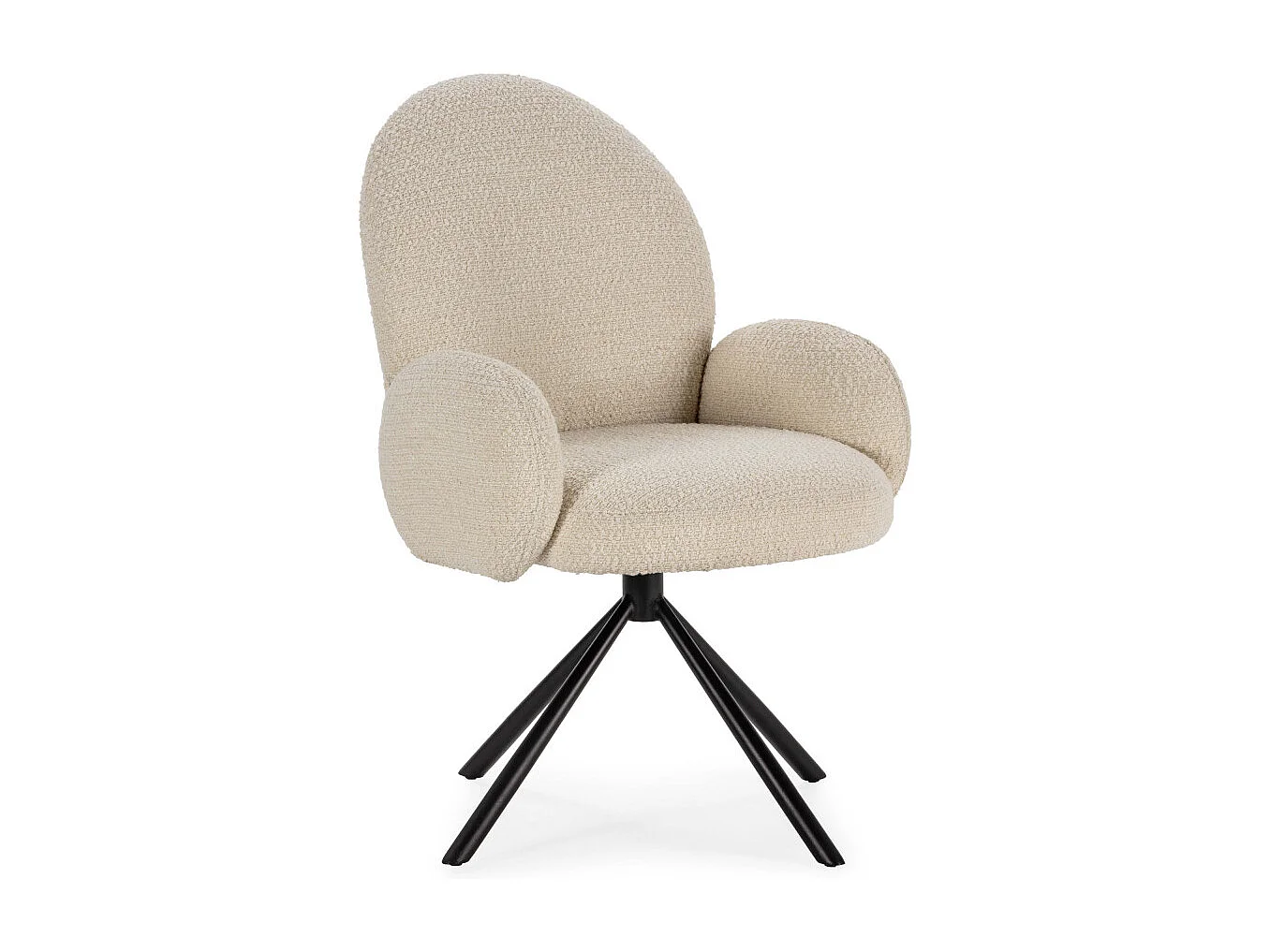 Douro - Chaise de bureau en tissu bouclette et métal - Écru