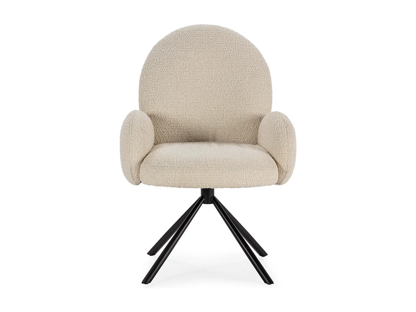 Douro - Chaise de bureau en tissu bouclette et métal - Écru