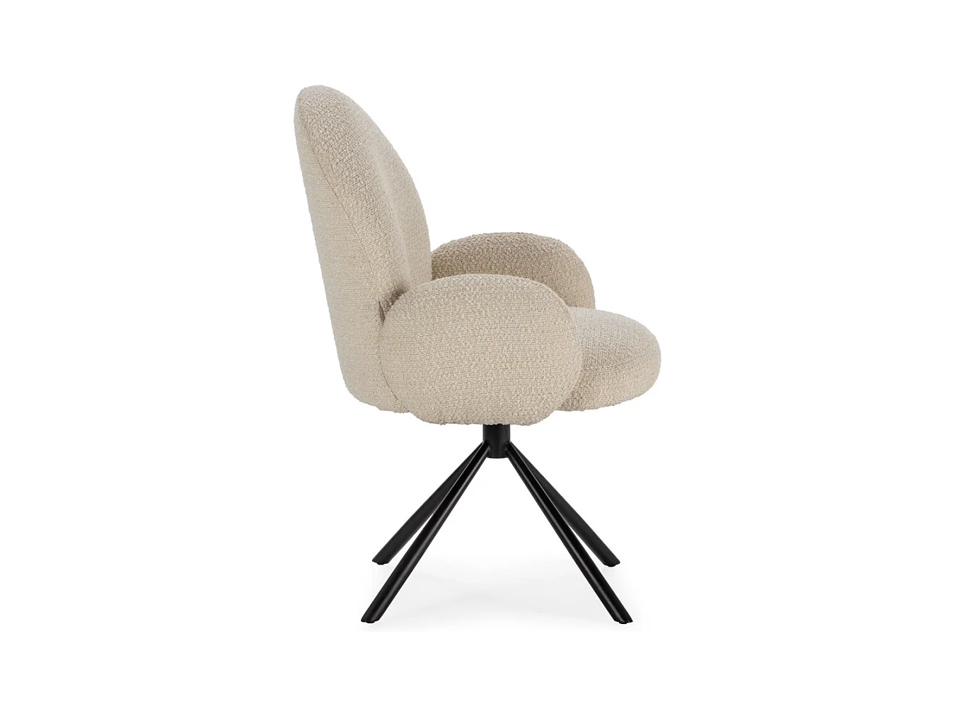 Douro - Chaise de bureau en tissu bouclette et métal - Écru