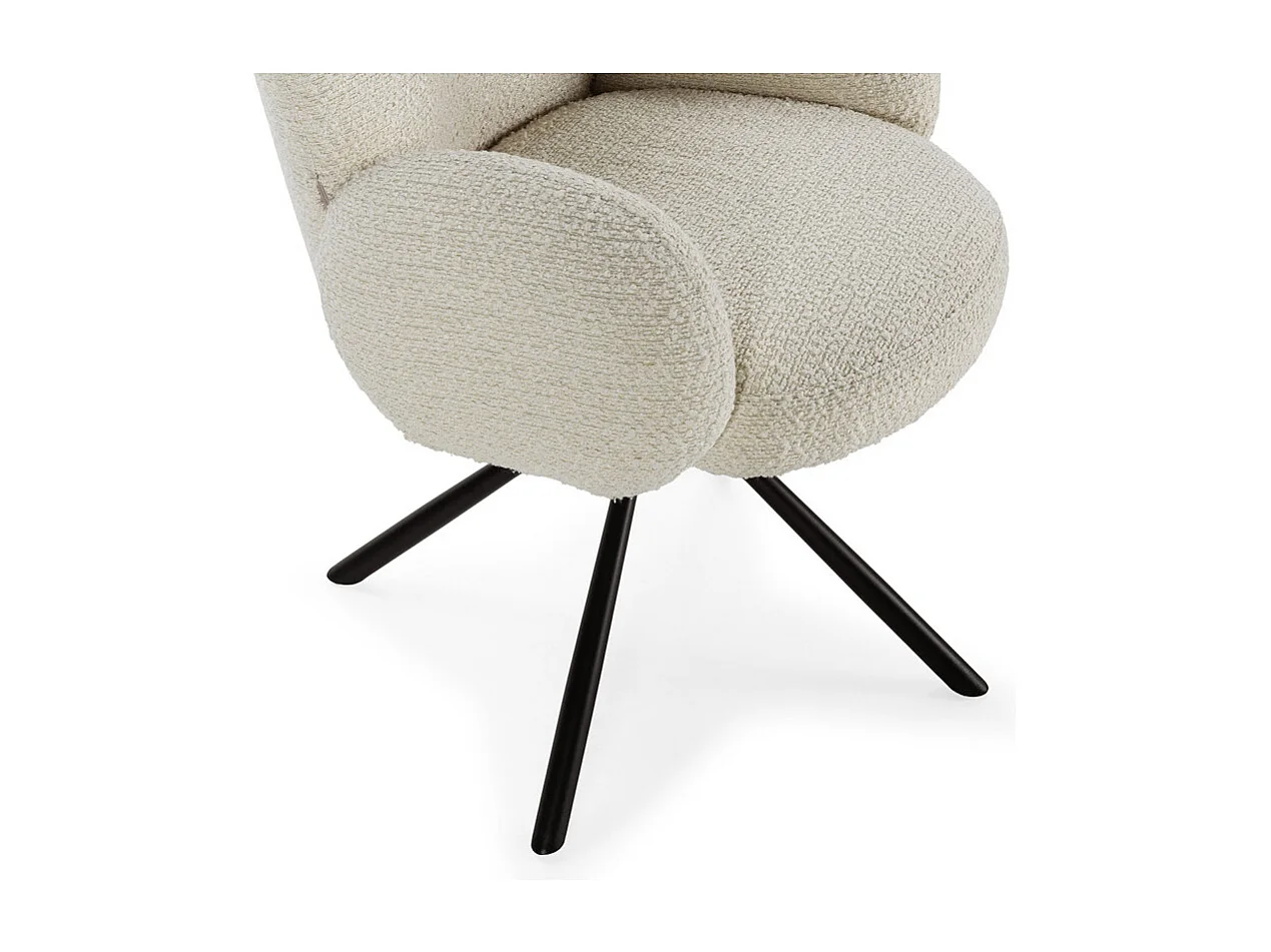 Douro - Chaise de bureau en tissu bouclette et métal - Écru