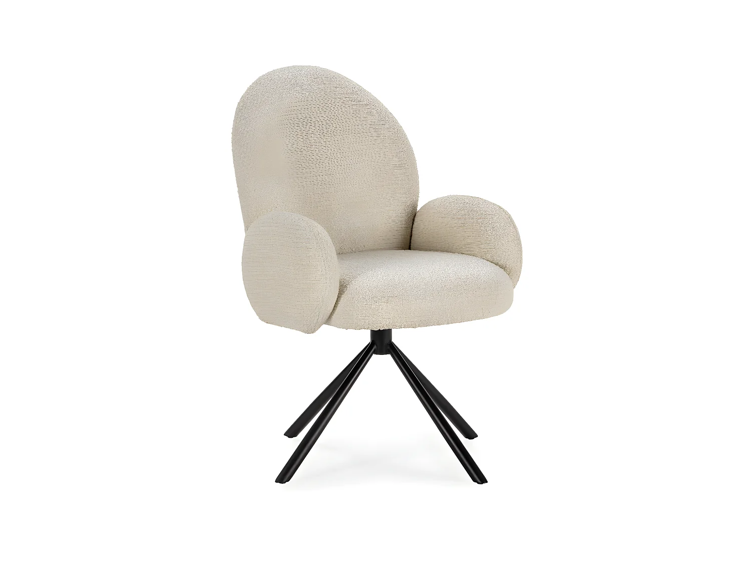 Douro - Chaise de bureau en tissu bouclette et métal - Écru