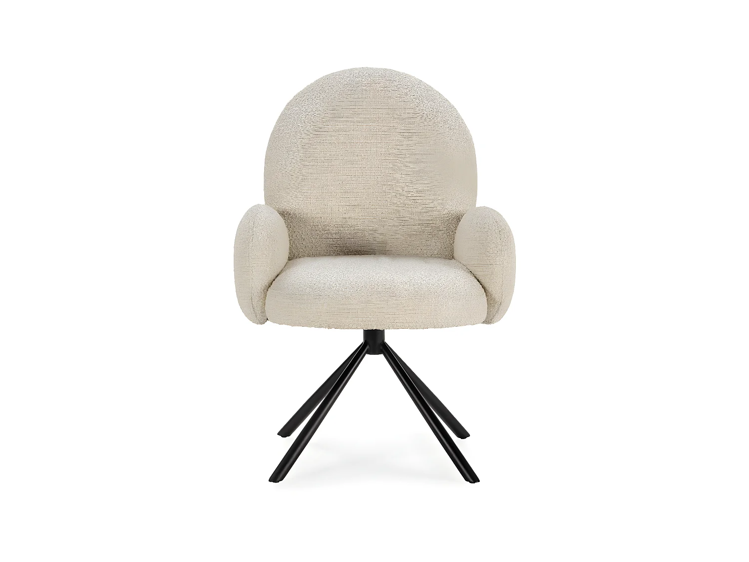 Douro - Chaise de bureau en tissu bouclette et métal - Écru