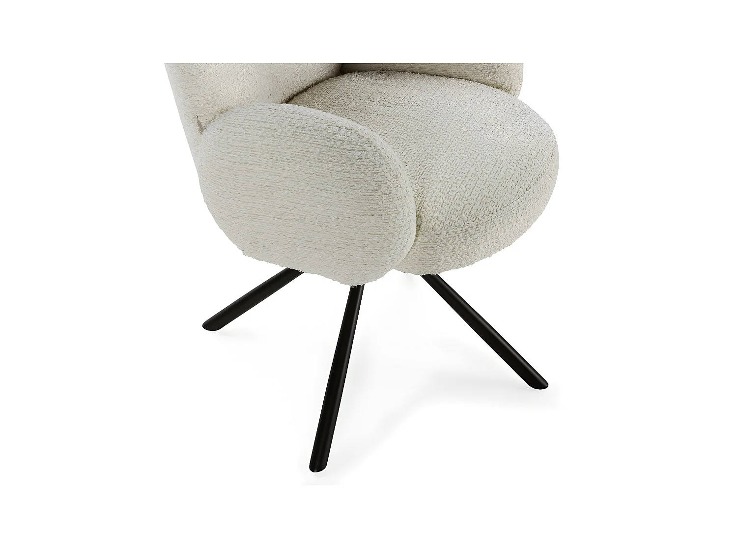 Douro - Chaise de bureau en tissu bouclette et métal - Écru