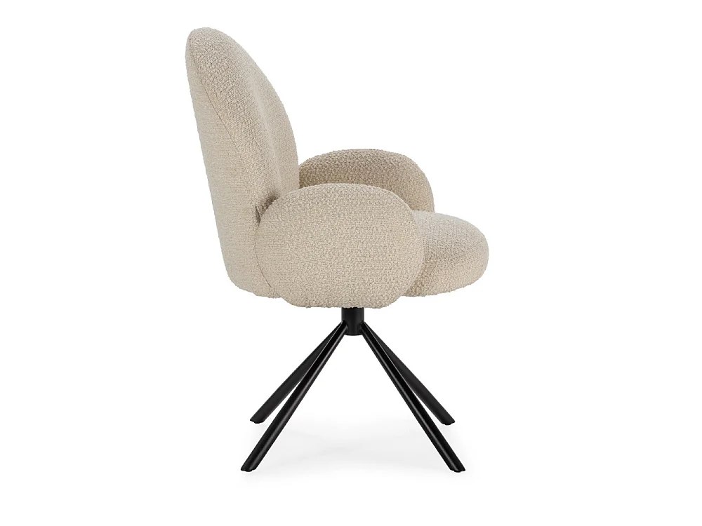 Douro - Chaise de bureau en tissu bouclette et métal - Écru