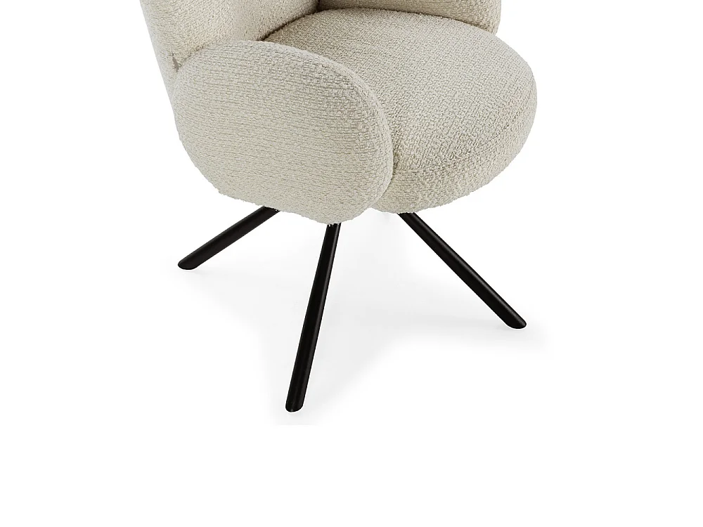 Douro - Chaise de bureau en tissu bouclette et métal - Écru