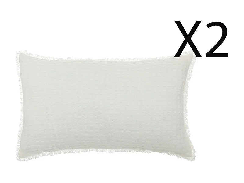 Lot de 2 Coussins en coton coloris blanc ivoire - L. 50 x P. 10 x H. 30  cm