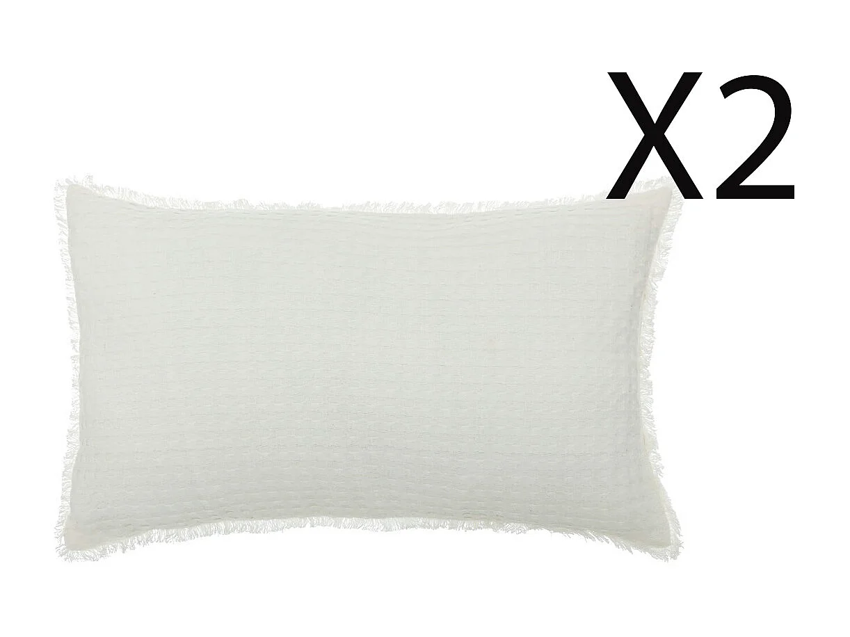 Lot de 2 Coussins en coton coloris blanc ivoire - L. 50 x P. 10 x H. 30  cm