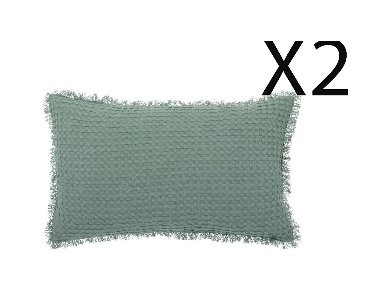 Lot de 2 coussins en coton coloris vert céladon - L. 50 x P. 10 x H. 30 cm