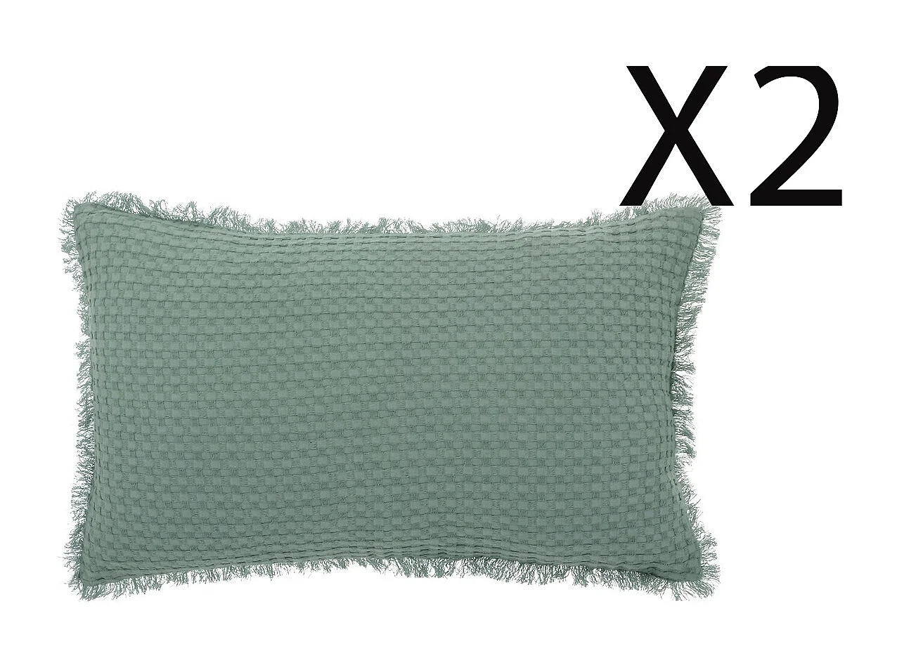 Lot de 2 coussins en coton coloris vert céladon - L. 50 x P. 10 x H. 30 cm
