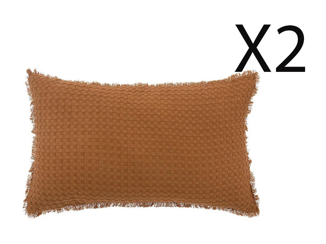 Lot de 2 coussins en coton coloris terracotta - L. 50 x P. 10 x H. 30 cm
