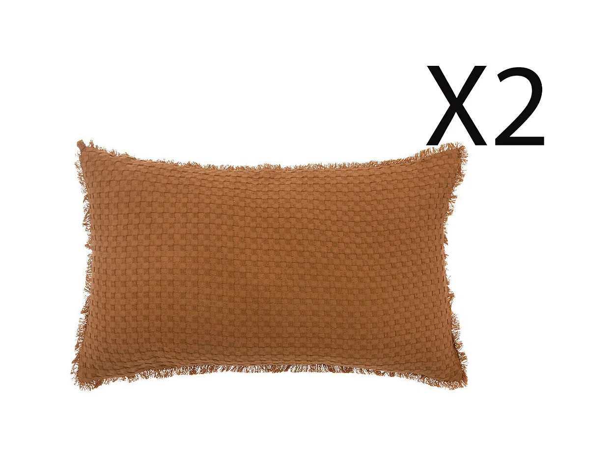 Lot de 2 coussins en coton coloris terracotta - L. 50 x P. 10 x H. 30 cm