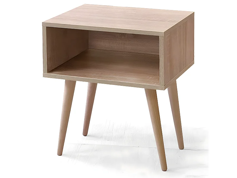 Table de chevet, table de nuit en bois coloris chêne cambrian - L. 43 x P. 35 x H. 50 cm