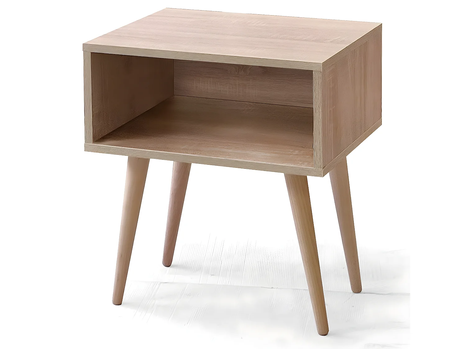 Table de chevet, table de nuit en bois coloris chêne cambrian - L. 43 x P. 35 x H. 50 cm