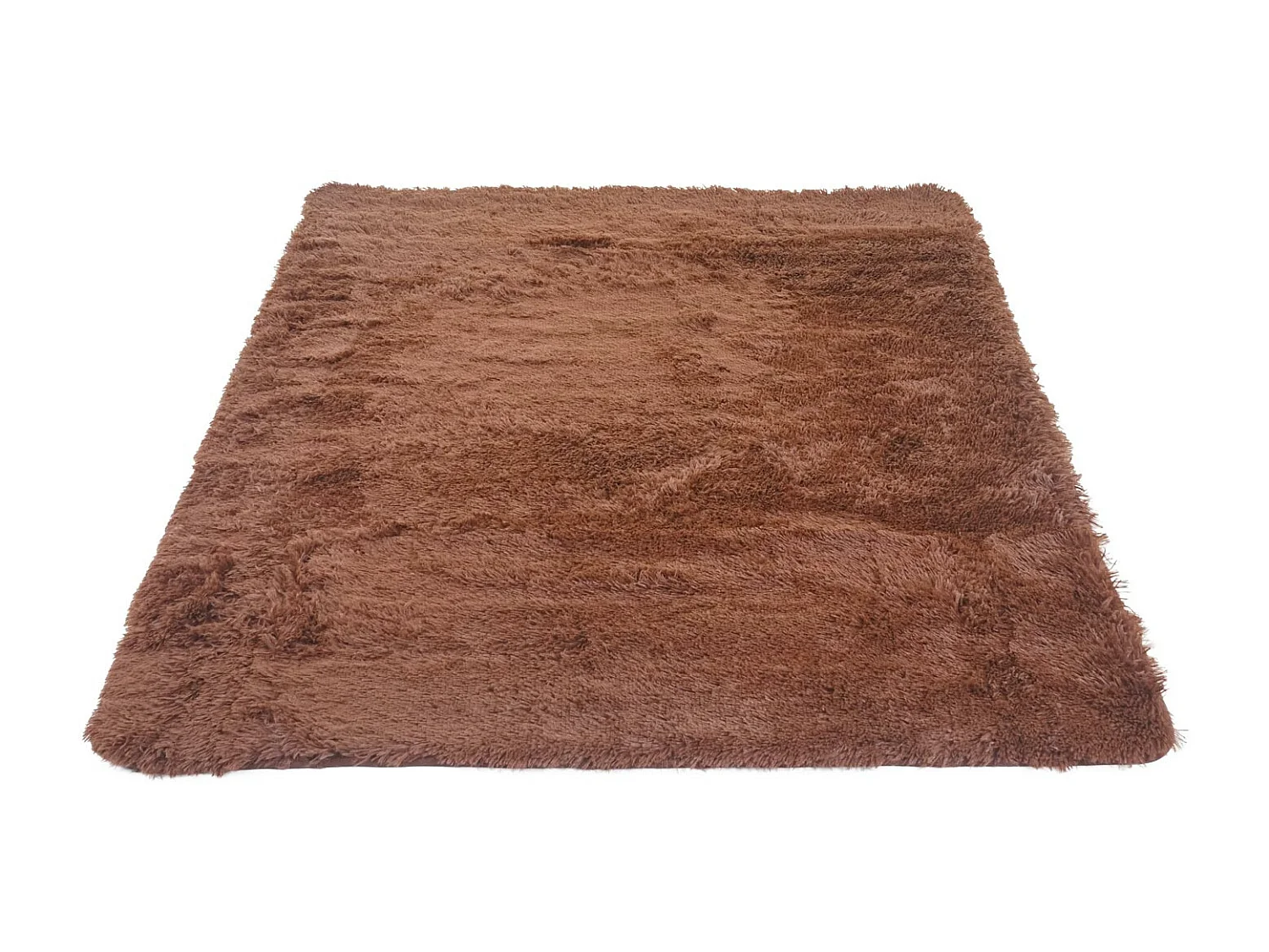 Tappeto a pelo lungo shaggy MCW-F69 antiscivolo tessuto 160x230cm marrone scuro