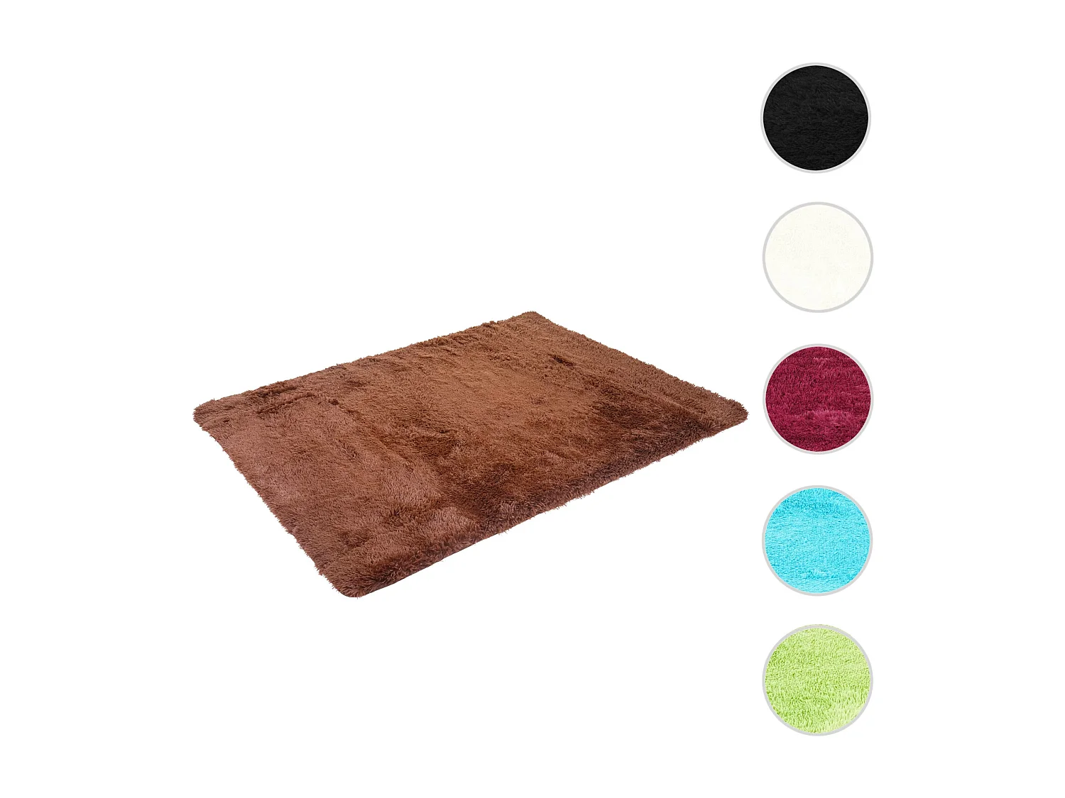 Tappeto a pelo lungo shaggy MCW-F69 antiscivolo tessuto 160x230cm marrone scuro