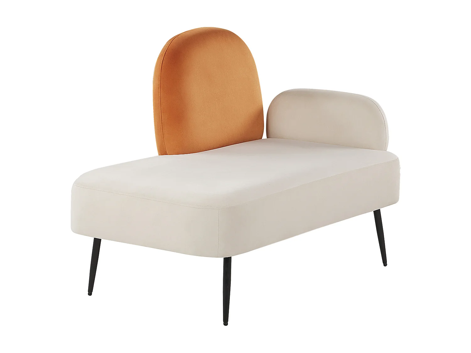 Chaise longue côté droit ARCEY Velours Orange
