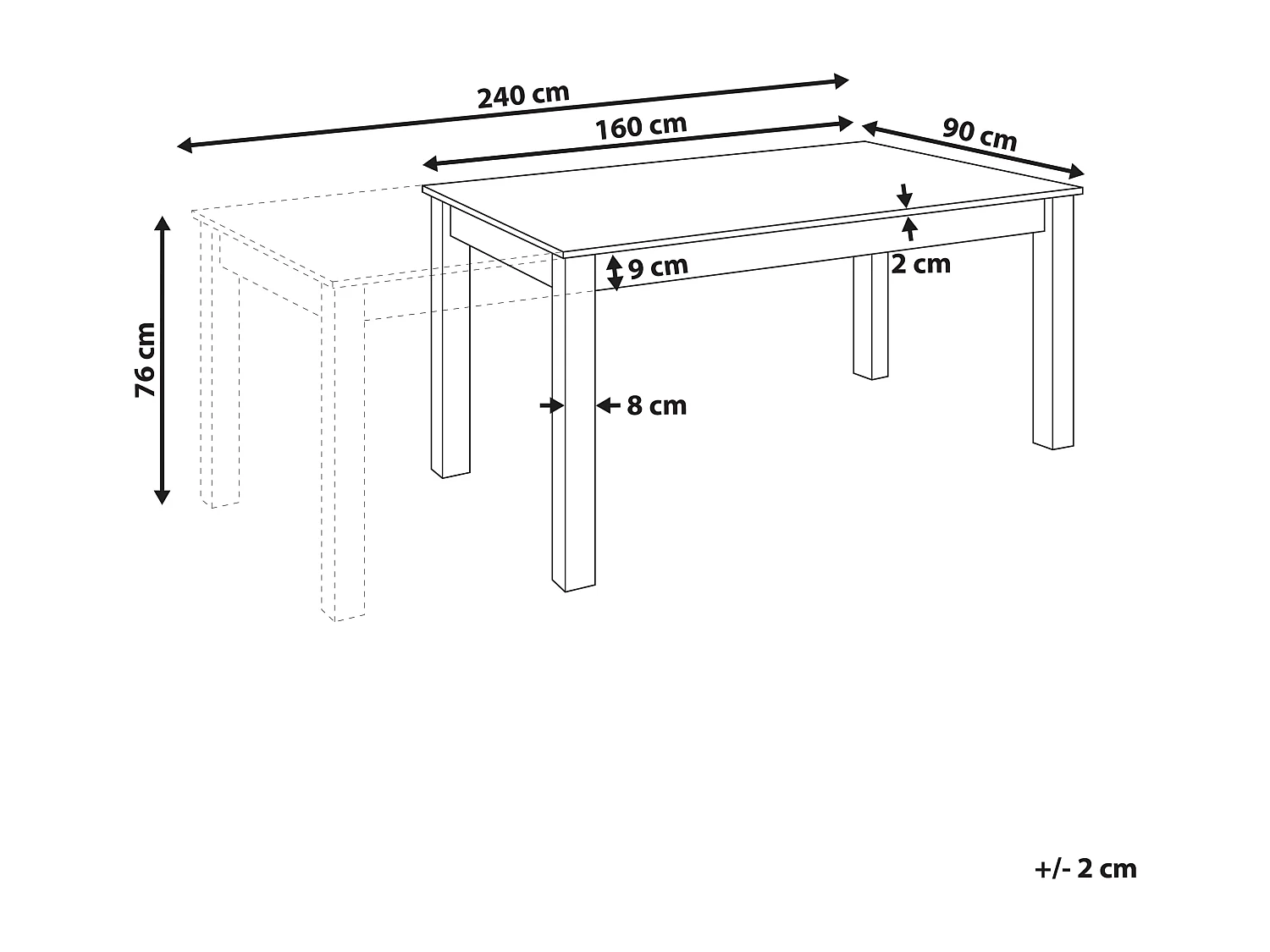 Table de salle à manger extensible MADURA Frêne naturel 160/240 cm 90 cm