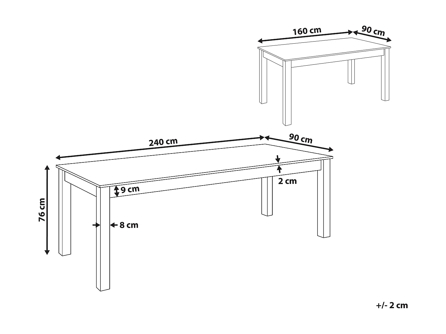 Table de salle à manger extensible MADURA Frêne naturel 160/240 cm 90 cm