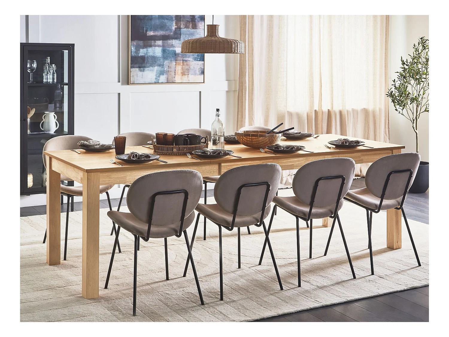Esstisch ausziehbar heller Holzfarbton 160/240 x 90 cm mit Holzbeinen Madura