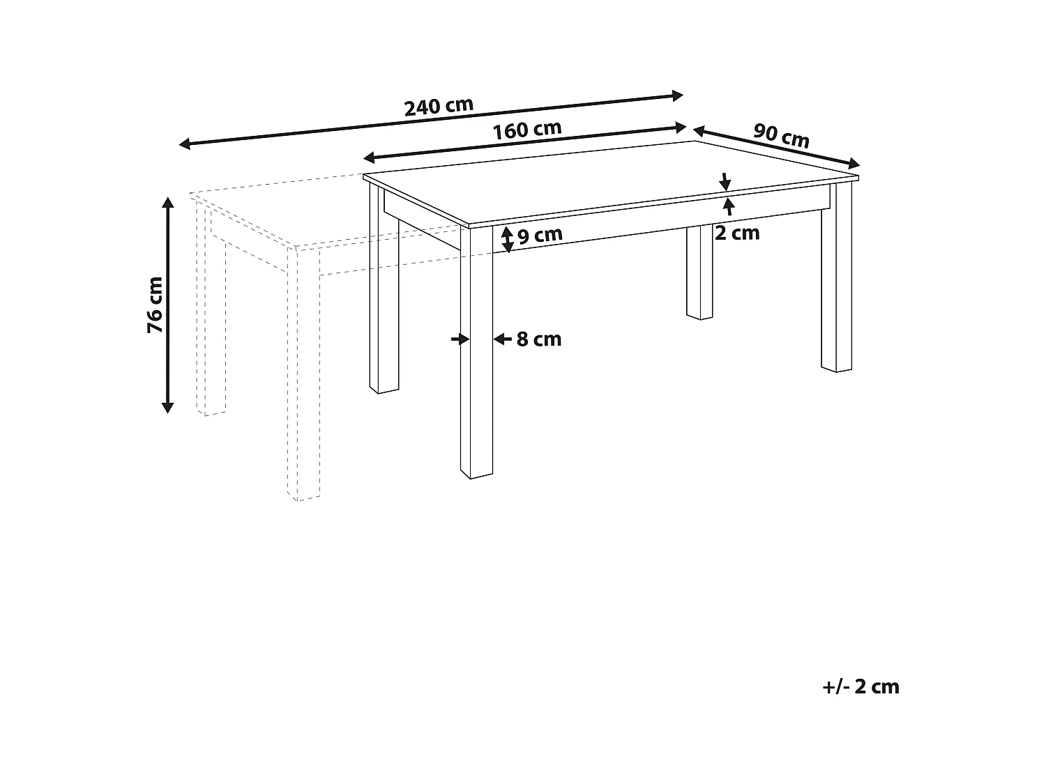 Table de salle à manger extensible MADURA Frêne naturel 160/240 cm 90 cm