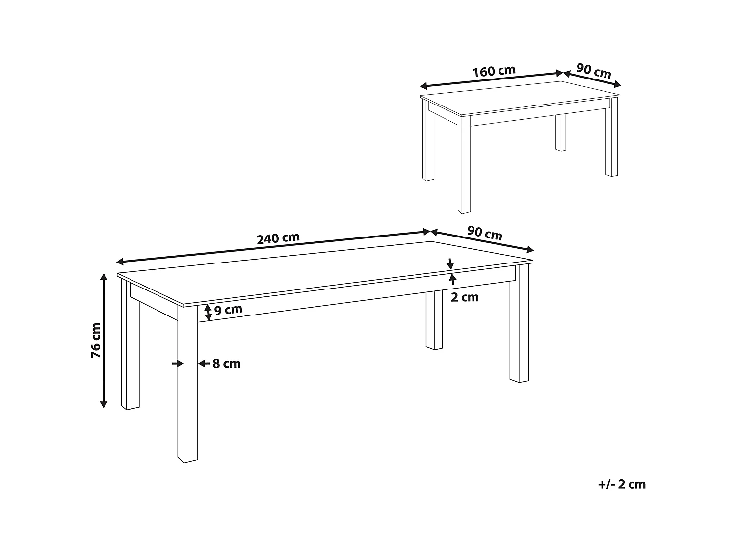 Table de salle à manger extensible MADURA Frêne naturel 160/240 cm 90 cm