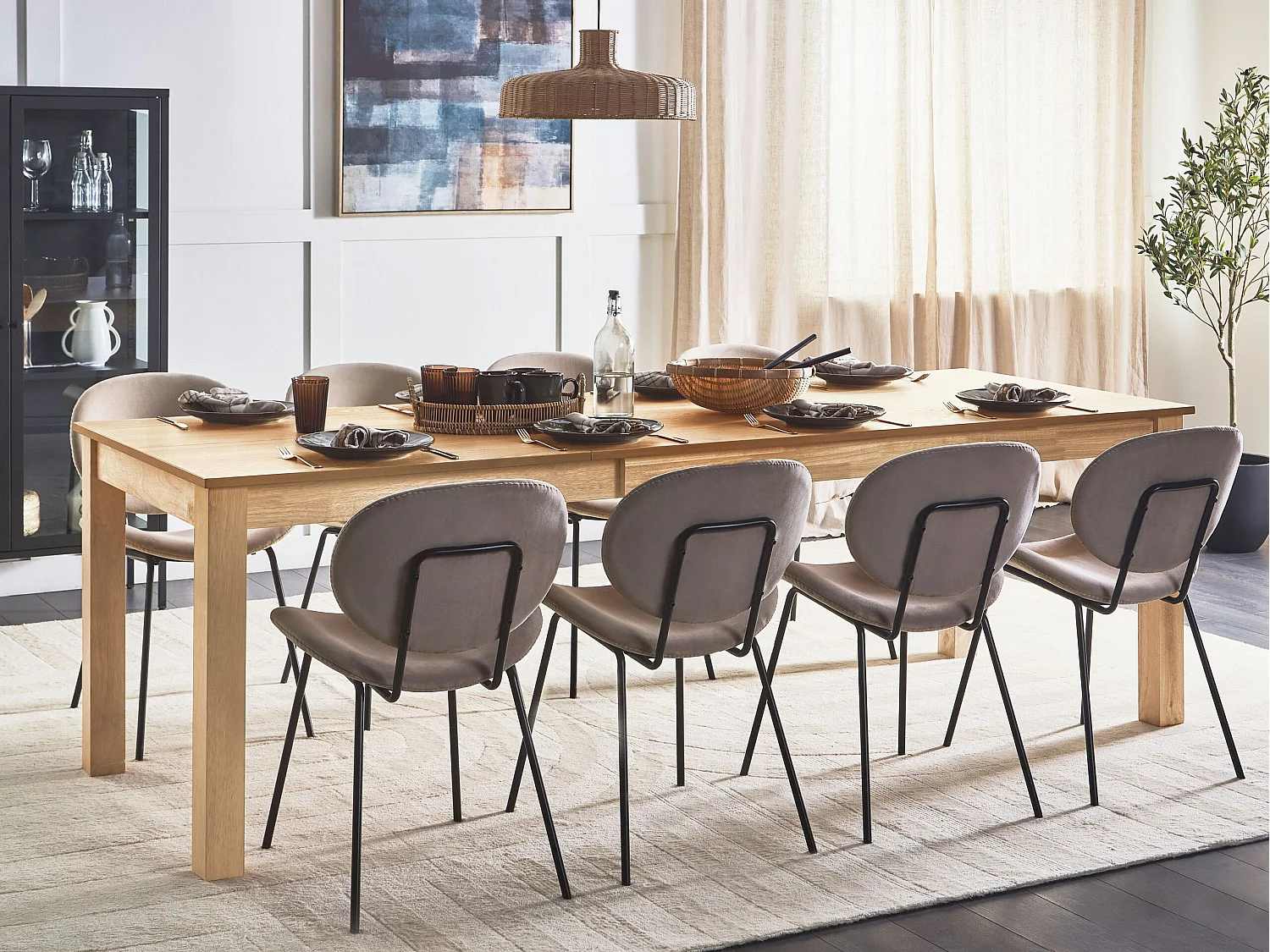 Eettafel uitschuifbaar MADURA Natuurlijk essenhout 160/240 cm 90 cm