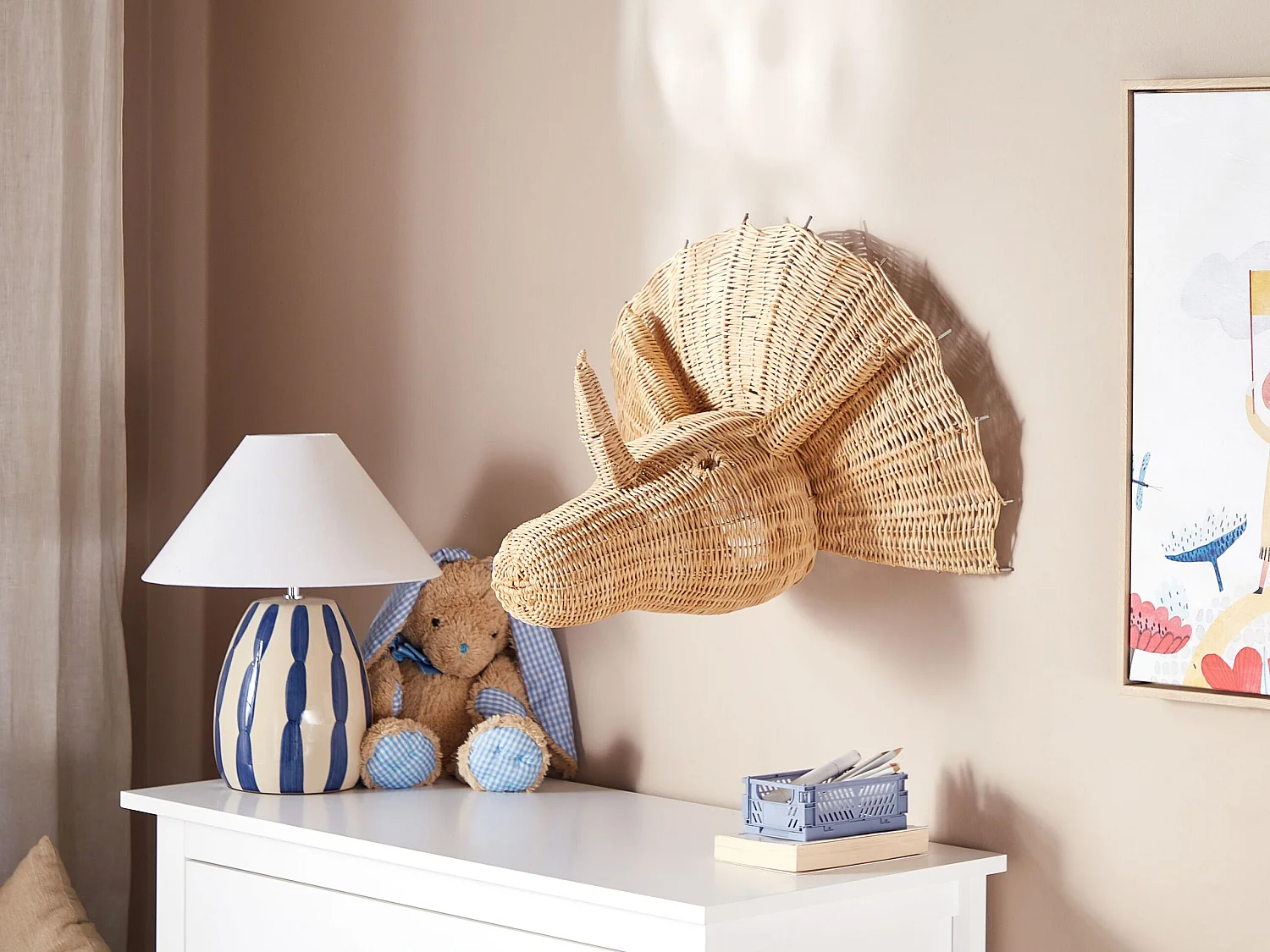 Décoration murale Dinosaure BIOKO Rotin 44 cm Naturel