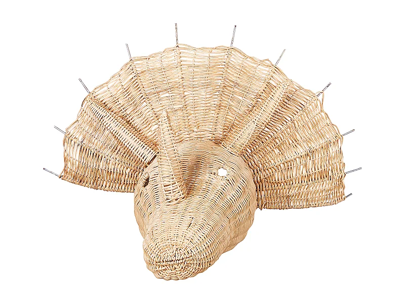 Wanddekoration Rattan heller Holzfarbton / natürlich Tierkopf Dinosaurier Bioko