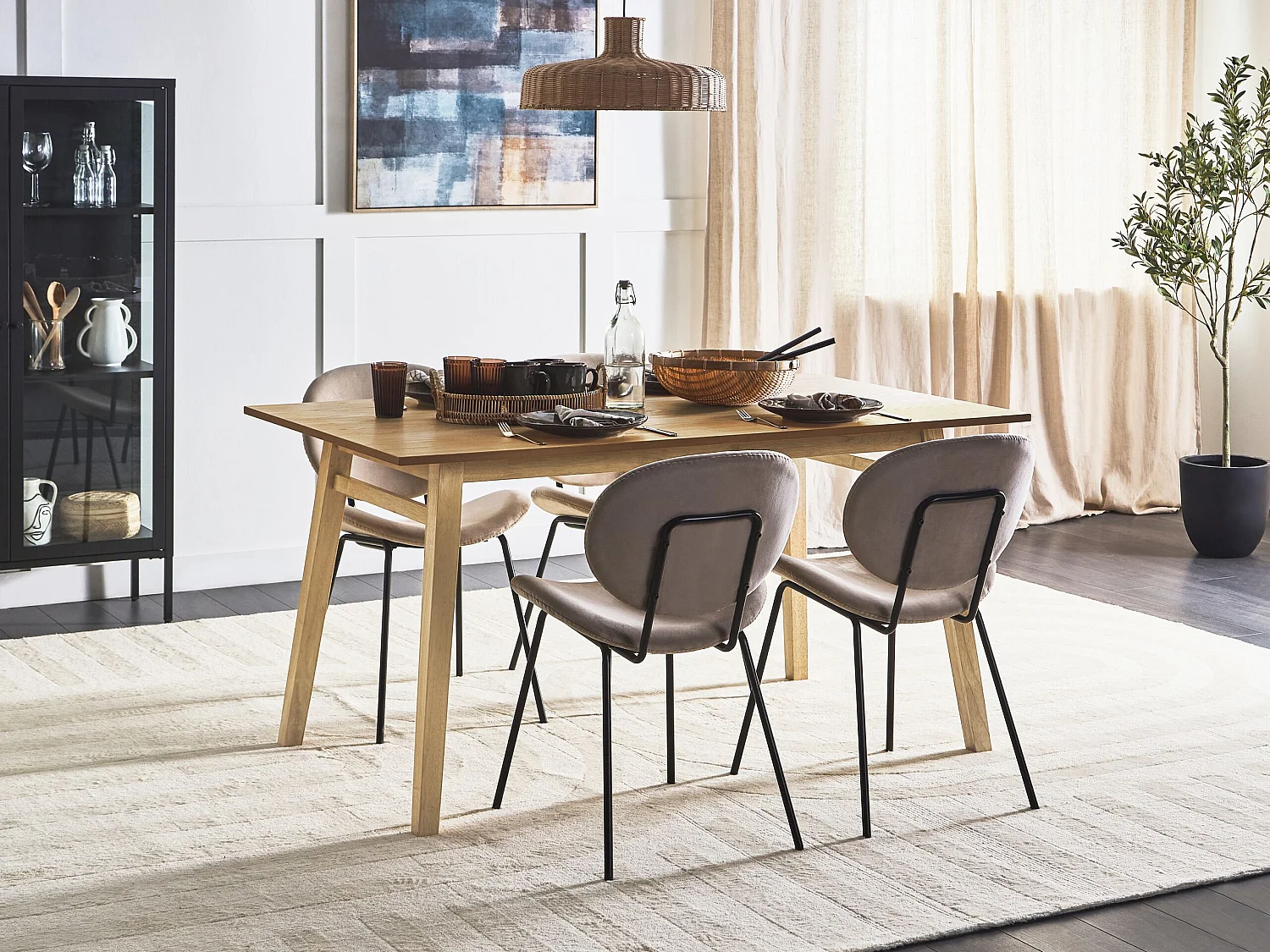Mesa de comedor VARLEY Fresno natural 150 cm 90 cm