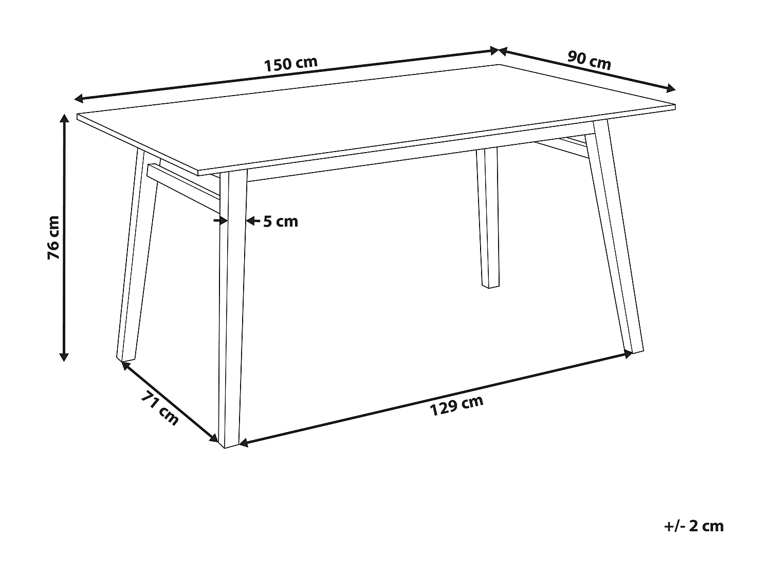 Esstisch VARLEY Naturfarbene Esche 150 cm 90 cm