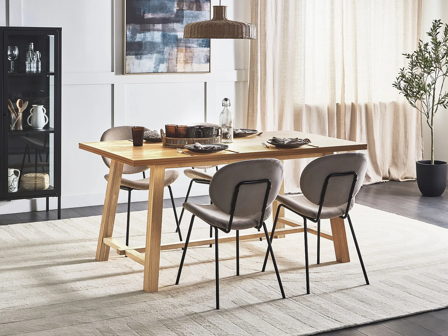 Table de repas BARNES Frêne naturel 160 cm 90 cm