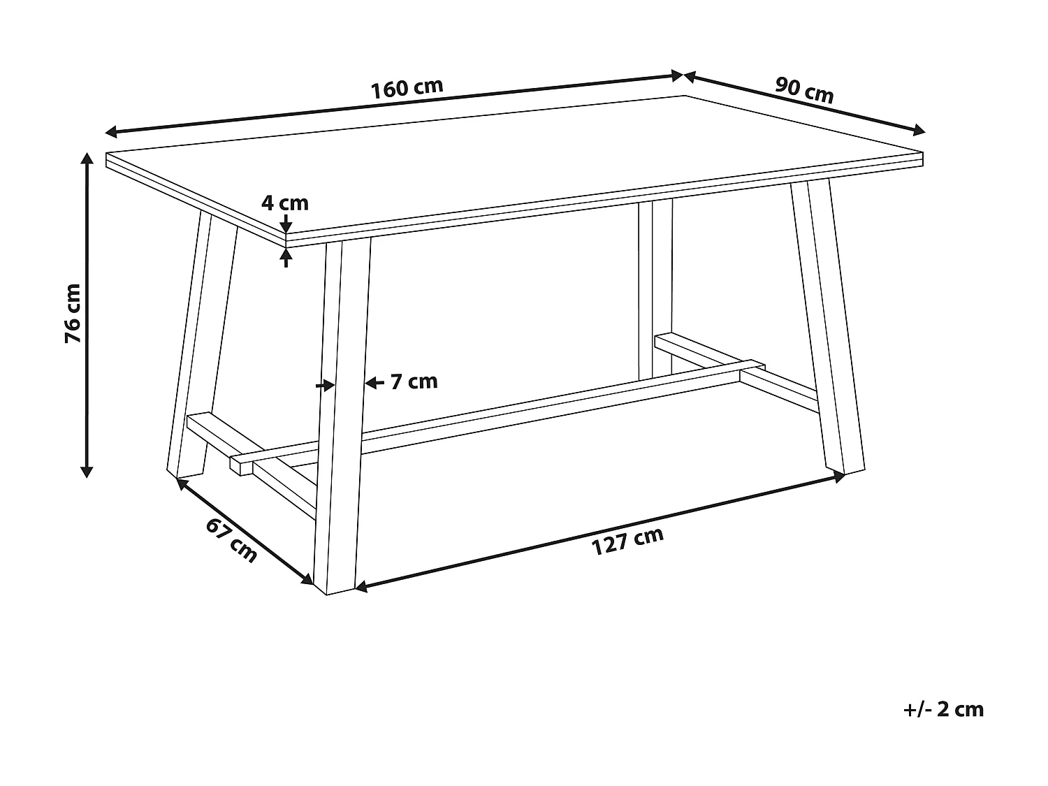 Table de repas BARNES Frêne naturel 160 cm 90 cm
