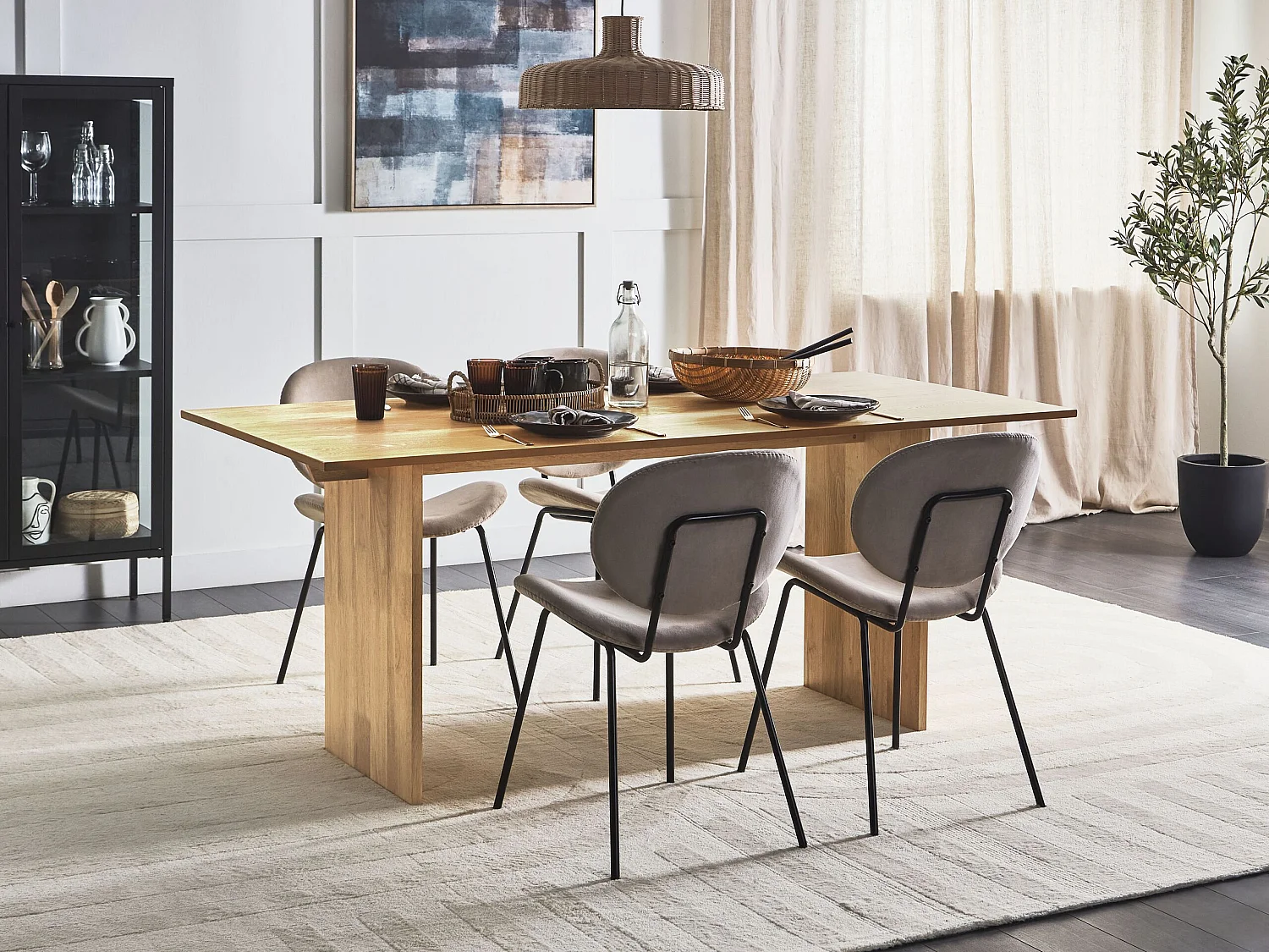 Mesa de comedor MOORA Fresno natural 180 cm 90 cm
