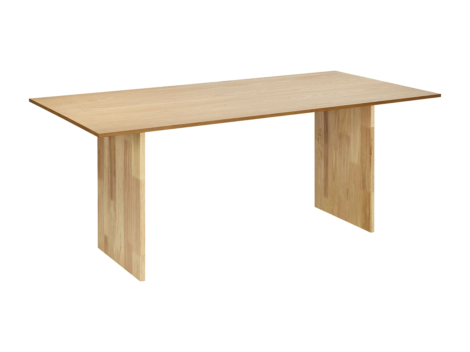 Esszimmer Küchentisch Rechteckige furnierte Platte Natürliche Ausführung Massivholz Beine 180 x 90 cm Helles Holz Moora