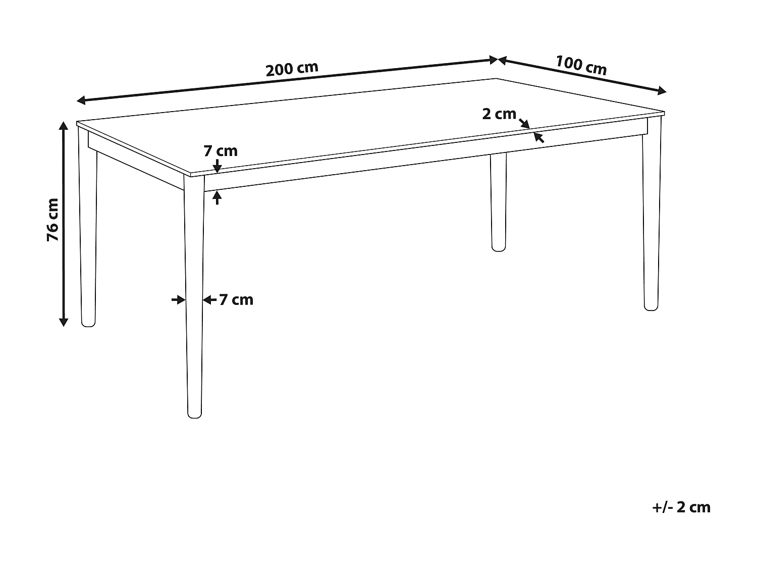 Table de repas ERMELO Frêne naturel 200 cm 100 cm