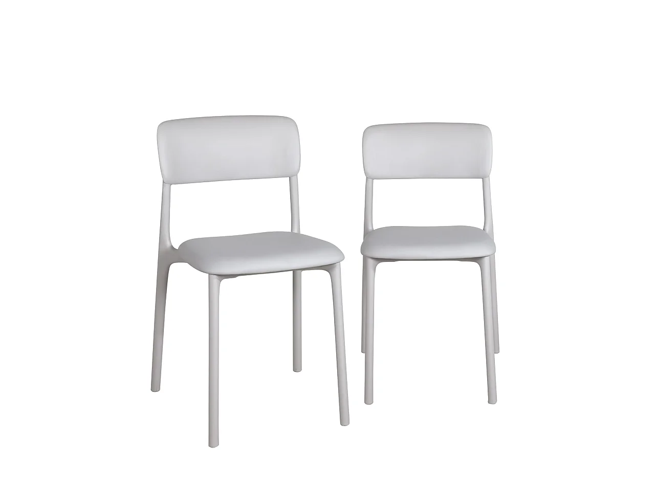 Set van 2 contemporaine keukenstoelen soepel plastiek kussen simili leder gevoerd RIM (grijs)