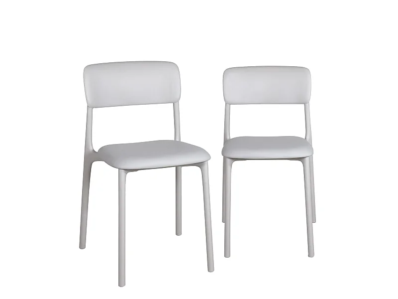 Lot 2 chaises cuisine contemporaine plastique souple coussin simili cuir rembourré RIM (gris)